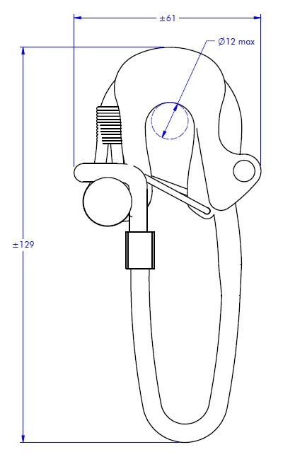 ATHK12 Dyneema Snap Hook 12mm drawing