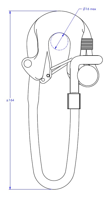 ATHK16 Dyneema Snap Hook 16mm drawing