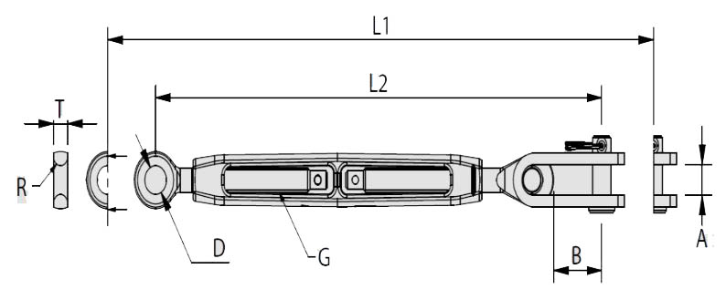 BW3319 Rope Rigging Screw Eye - Toggle drawing