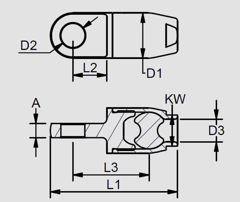 BWRP82 Rope Eye Terminal drawing