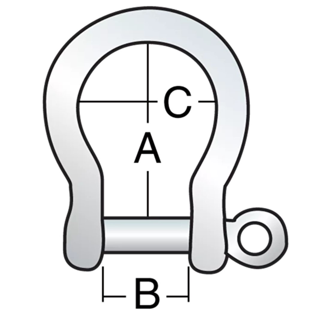 HK21SBOW Stainless Steel Shallow Bow Shackle drawing