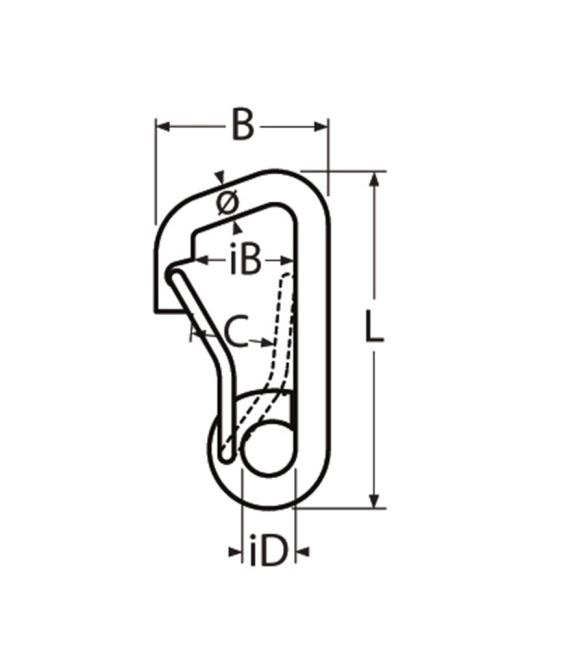 PRH111 Carabiner Assymetrical drawing